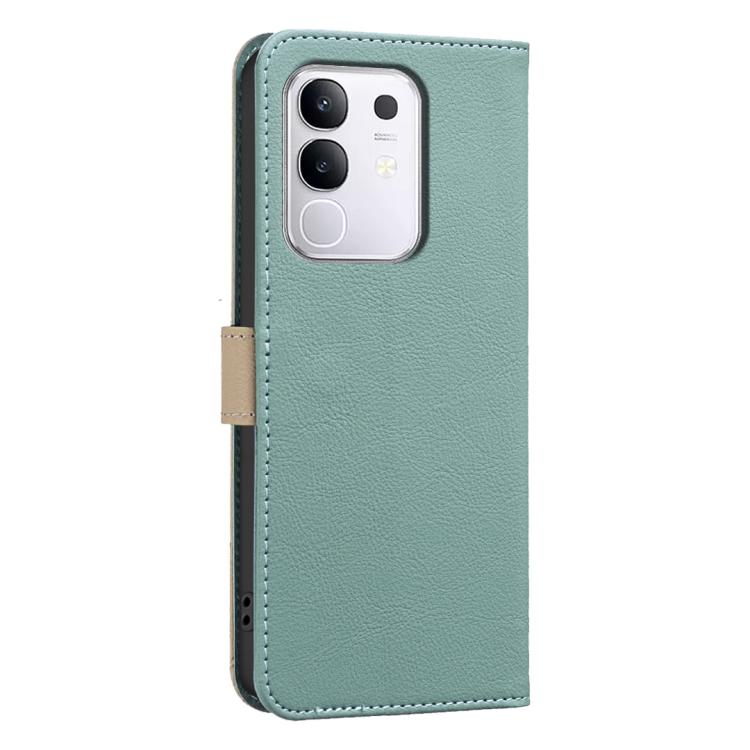 For vivo Y29 4G Splicing Color Hollow Flower Pattern RFID Leather Phone Case