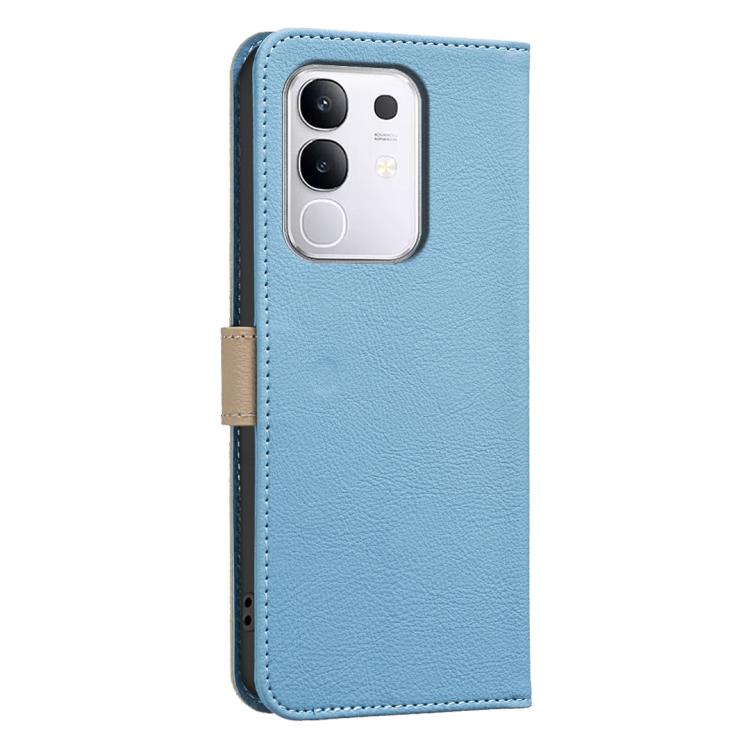 For vivo Y29 4G Splicing Color Hollow Flower Pattern RFID Leather Phone Case
