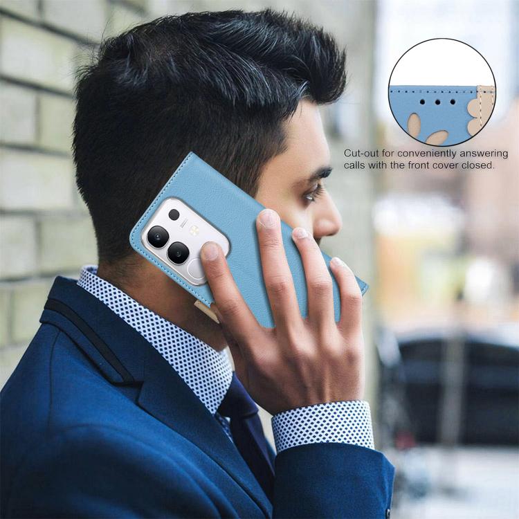 For vivo Y29 4G Splicing Color Hollow Flower Pattern RFID Leather Phone Case