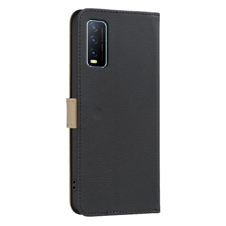 For vivo Y20 Splicing Color Hollow Flower Pattern RFID Leather Phone Case
