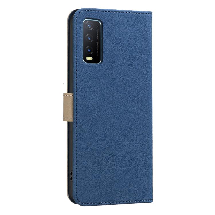 For vivo Y20 Splicing Color Hollow Flower Pattern RFID Leather Phone Case