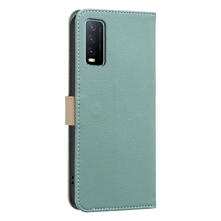 For vivo Y20 Splicing Color Hollow Flower Pattern RFID Leather Phone Case