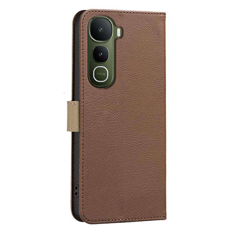 For vivo Y400 5G Global Splicing Color Hollow Flower Pattern RFID Leather Phone Case