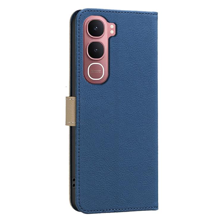 For vivo Y31 5G 2025 Splicing Color Hollow Flower Pattern RFID Leather Phone Case