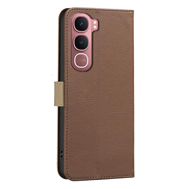 For vivo Y31 5G 2025 Splicing Color Hollow Flower Pattern RFID Leather Phone Case