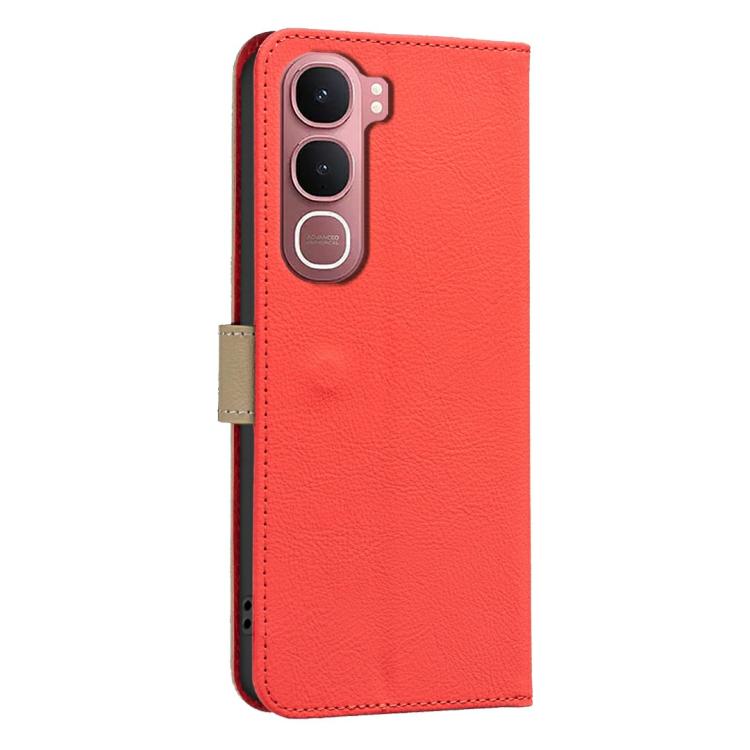 For vivo Y31 5G 2025 Splicing Color Hollow Flower Pattern RFID Leather Phone Case