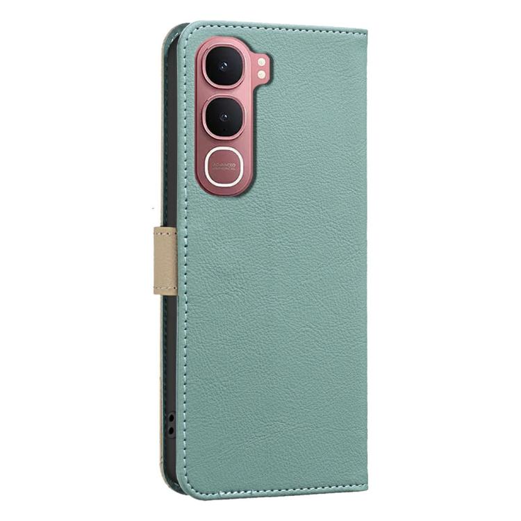For vivo Y31 5G 2025 Splicing Color Hollow Flower Pattern RFID Leather Phone Case