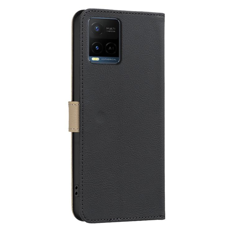 For vivo Y21 5G 2026 / Y05 4G Splicing Color Hollow Flower Pattern RFID Leather Phone Case