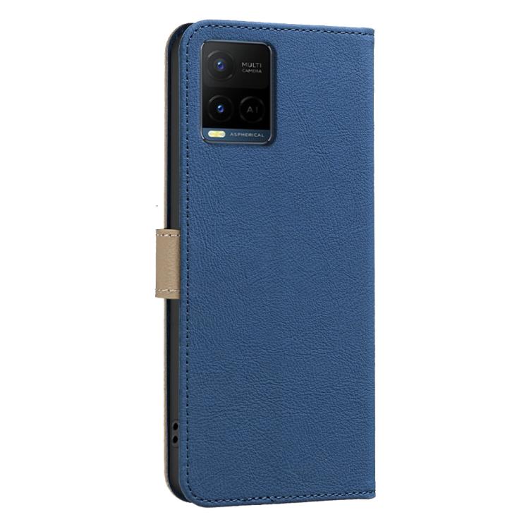 For vivo Y21 5G 2026 / Y05 4G Splicing Color Hollow Flower Pattern RFID Leather Phone Case