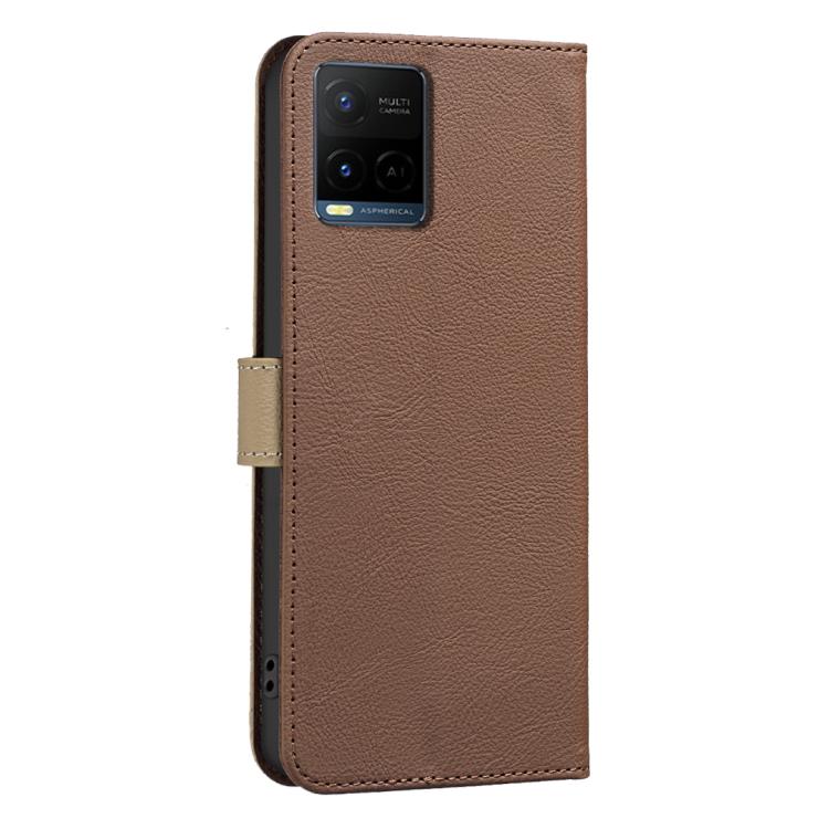 For vivo Y21 5G 2026 / Y05 4G Splicing Color Hollow Flower Pattern RFID Leather Phone Case