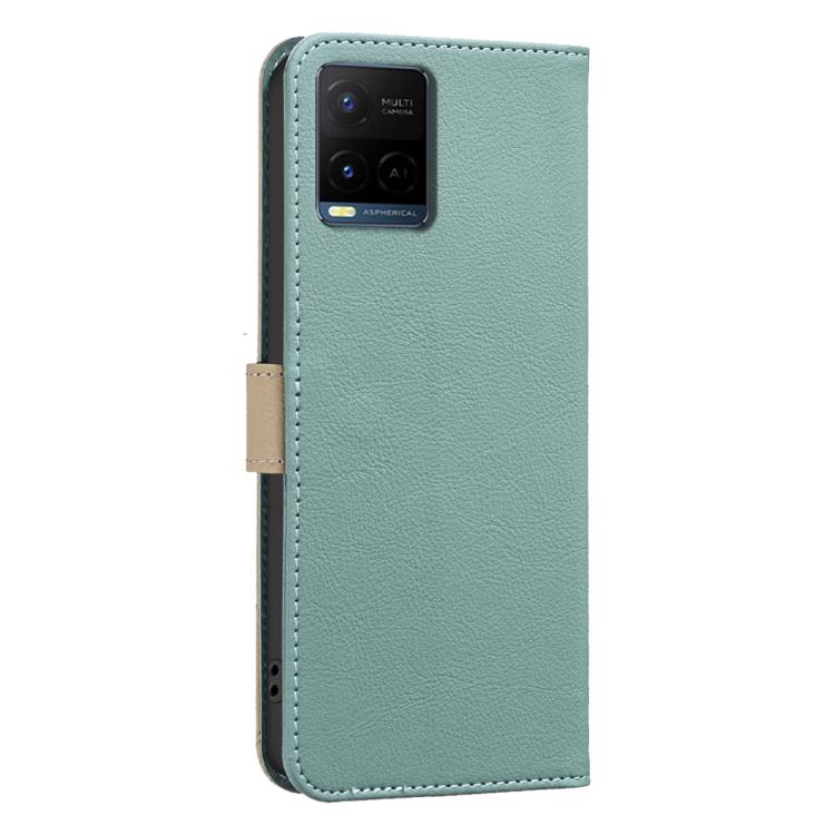 For vivo Y21 5G 2026 / Y05 4G Splicing Color Hollow Flower Pattern RFID Leather Phone Case