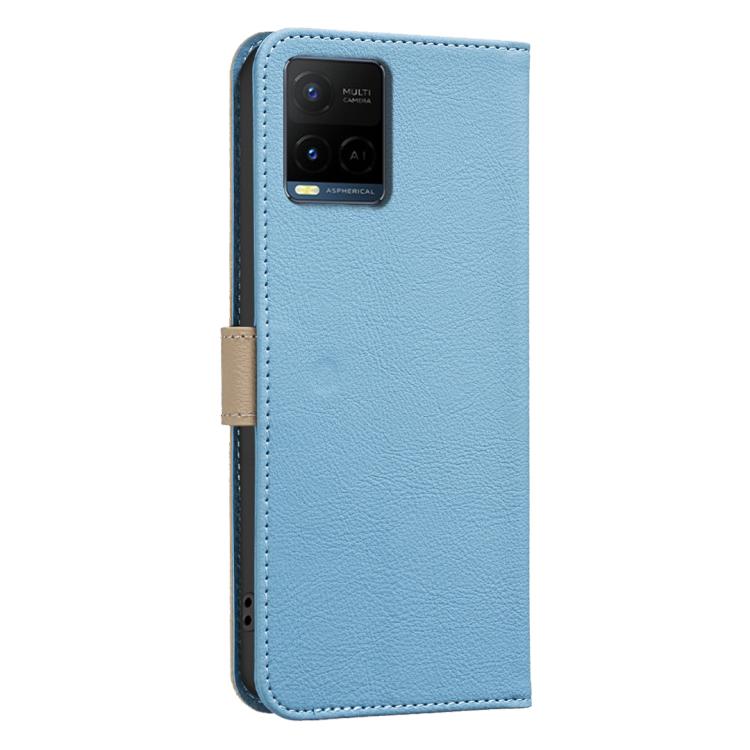 For vivo Y21 5G 2026 / Y05 4G Splicing Color Hollow Flower Pattern RFID Leather Phone Case