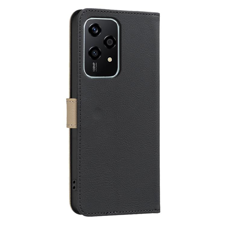 For Honor 200 Lite Splicing Color Hollow Flower Pattern RFID Leather Phone Case