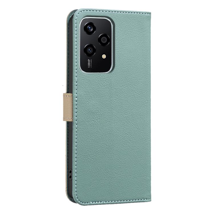 For Honor 200 Lite Splicing Color Hollow Flower Pattern RFID Leather Phone Case