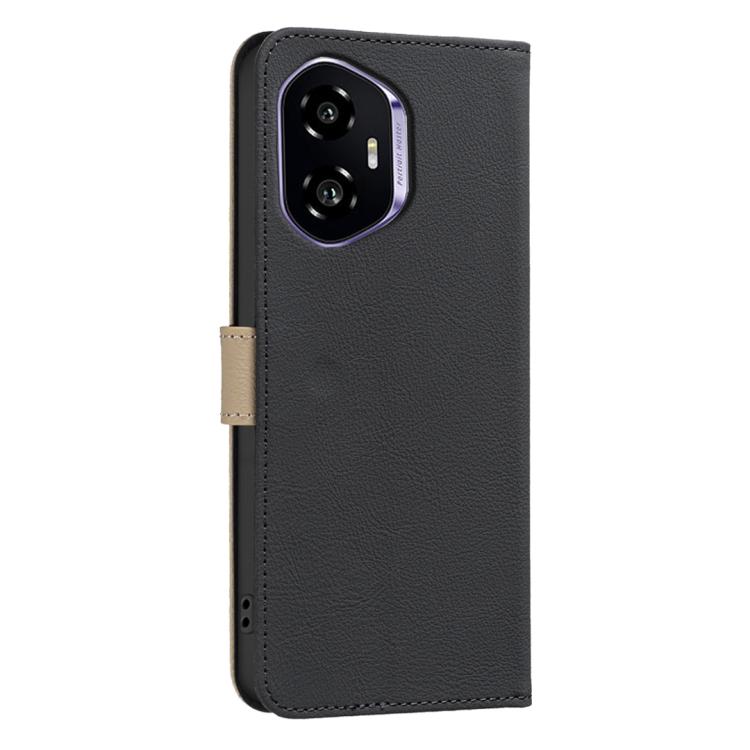 For Honor 300 Splicing Color Hollow Flower Pattern RFID Leather Phone Case