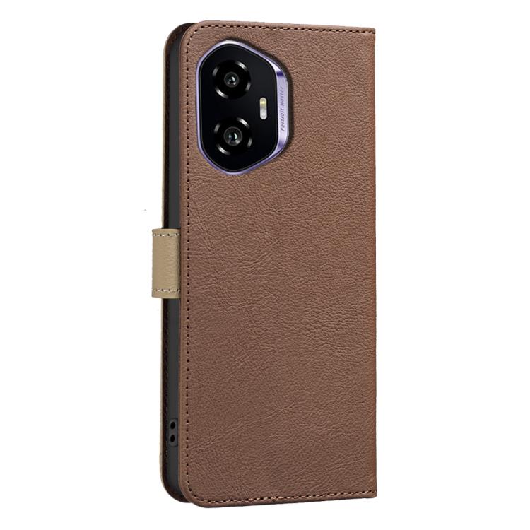 For Honor 300 Splicing Color Hollow Flower Pattern RFID Leather Phone Case