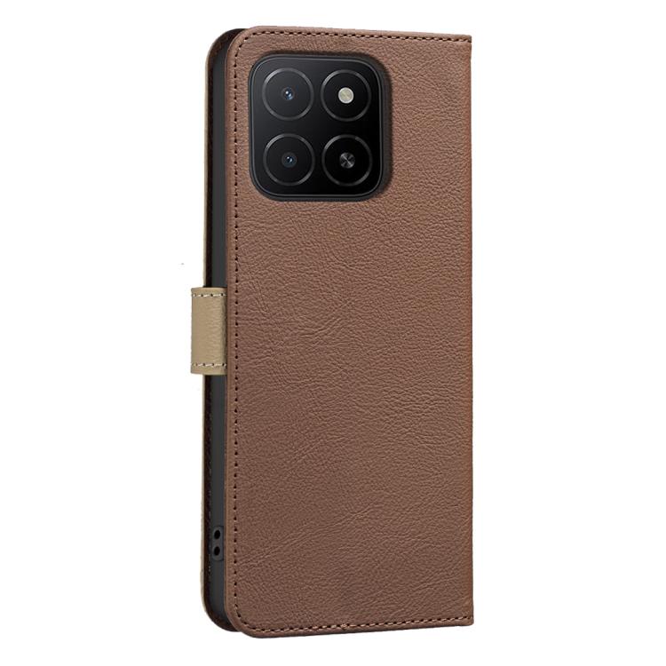 For Honor X5B Splicing Color Hollow Flower Pattern RFID Leather Phone Case