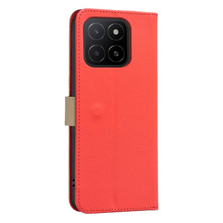 For Honor X5B Splicing Color Hollow Flower Pattern RFID Leather Phone Case
