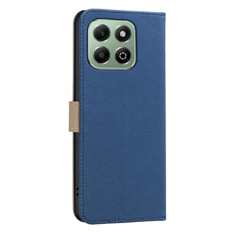 For Honor X6B Splicing Color Hollow Flower Pattern RFID Leather Phone Case