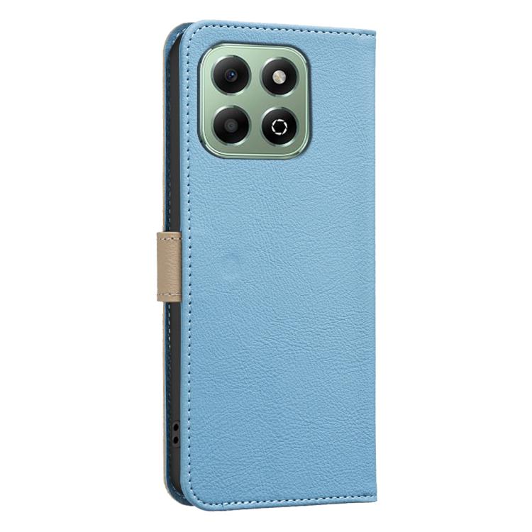 For Honor X6B Splicing Color Hollow Flower Pattern RFID Leather Phone Case