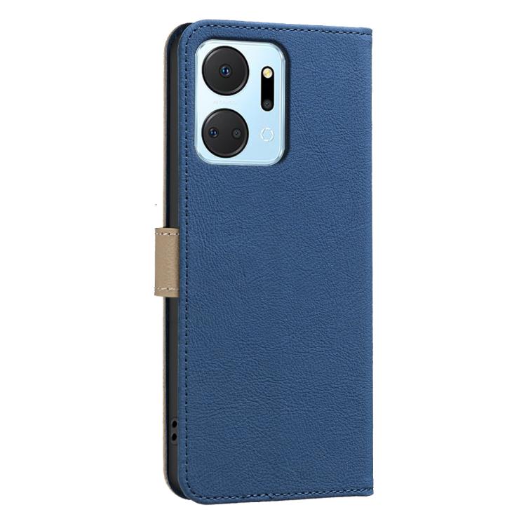 For Honor X7A Splicing Color Hollow Flower Pattern RFID Leather Phone Case