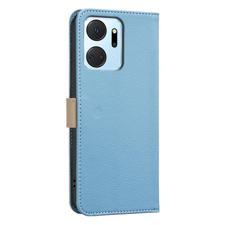 For Honor X7A Splicing Color Hollow Flower Pattern RFID Leather Phone Case