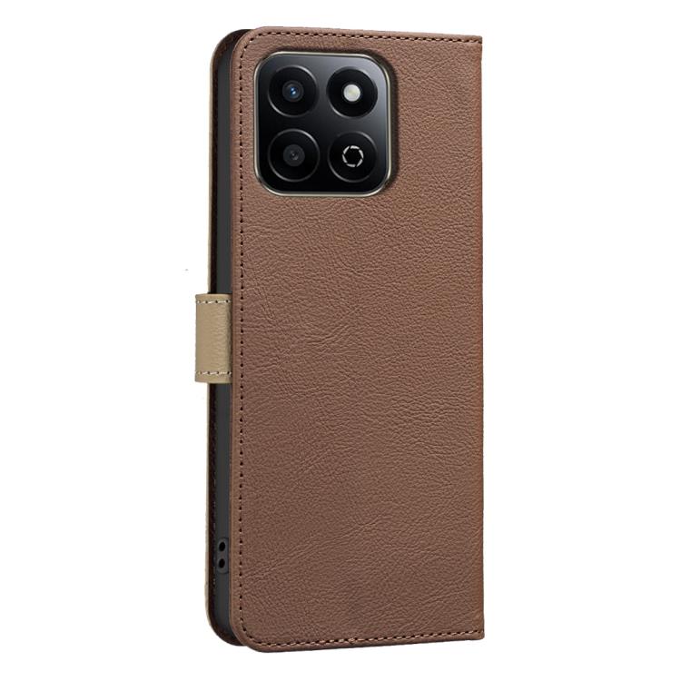 For Honor X7C / 200 Smart 5G Splicing Color Hollow Flower Pattern RFID Leather Phone Case