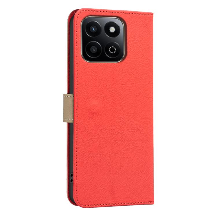 For Honor X7C / 200 Smart 5G Splicing Color Hollow Flower Pattern RFID Leather Phone Case