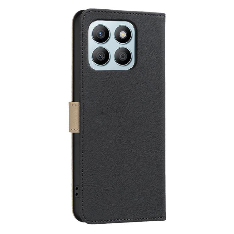 For Honor X8B Splicing Color Hollow Flower Pattern RFID Leather Phone Case