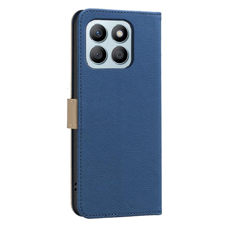 For Honor X8B Splicing Color Hollow Flower Pattern RFID Leather Phone Case