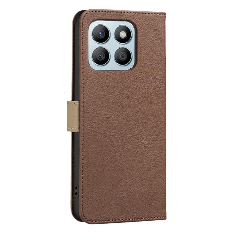 For Honor X8B Splicing Color Hollow Flower Pattern RFID Leather Phone Case