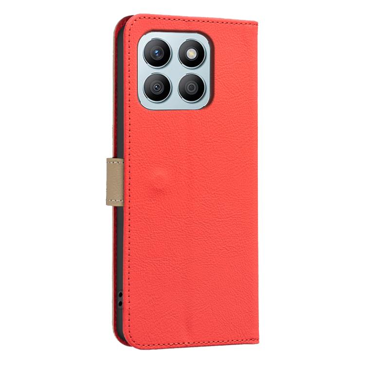 For Honor X8B Splicing Color Hollow Flower Pattern RFID Leather Phone Case