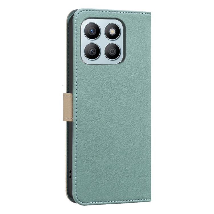 For Honor X8B Splicing Color Hollow Flower Pattern RFID Leather Phone Case