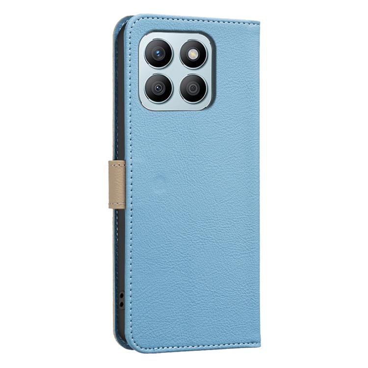 For Honor X8B Splicing Color Hollow Flower Pattern RFID Leather Phone Case