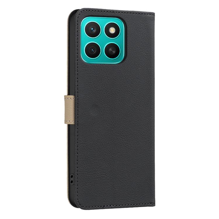 For Honor X8C Splicing Color Hollow Flower Pattern RFID Leather Phone Case