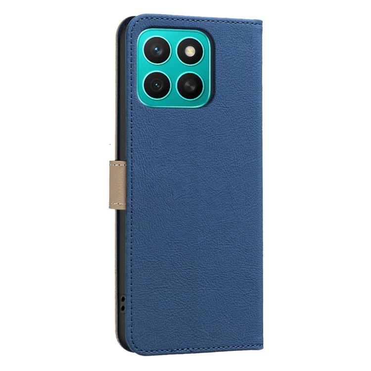For Honor X8C Splicing Color Hollow Flower Pattern RFID Leather Phone Case