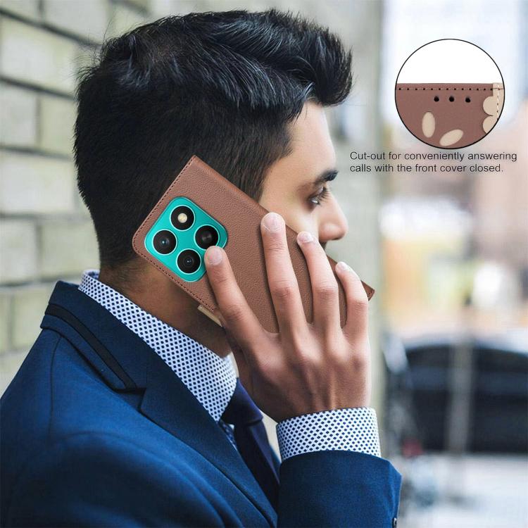 For Honor X8C Splicing Color Hollow Flower Pattern RFID Leather Phone Case