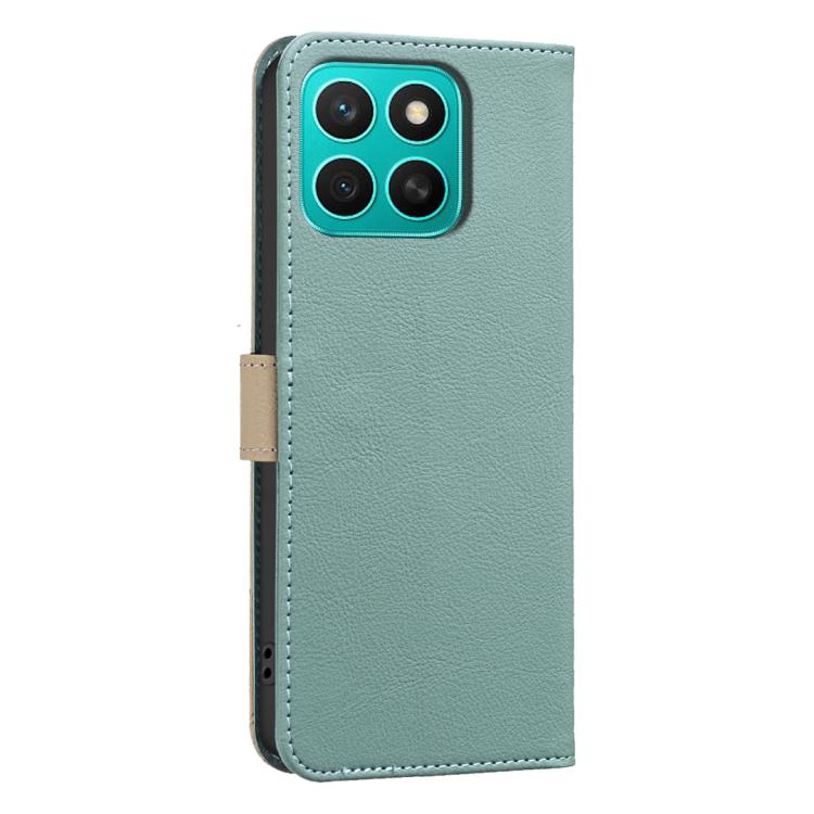 For Honor X8C Splicing Color Hollow Flower Pattern RFID Leather Phone Case
