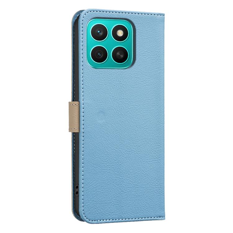 For Honor X8C Splicing Color Hollow Flower Pattern RFID Leather Phone Case
