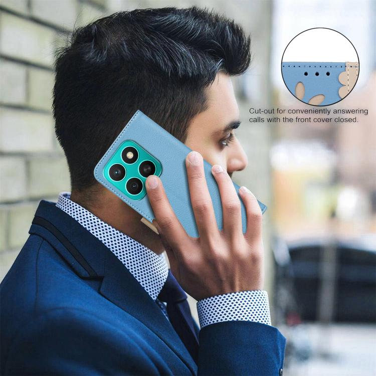 For Honor X8C Splicing Color Hollow Flower Pattern RFID Leather Phone Case
