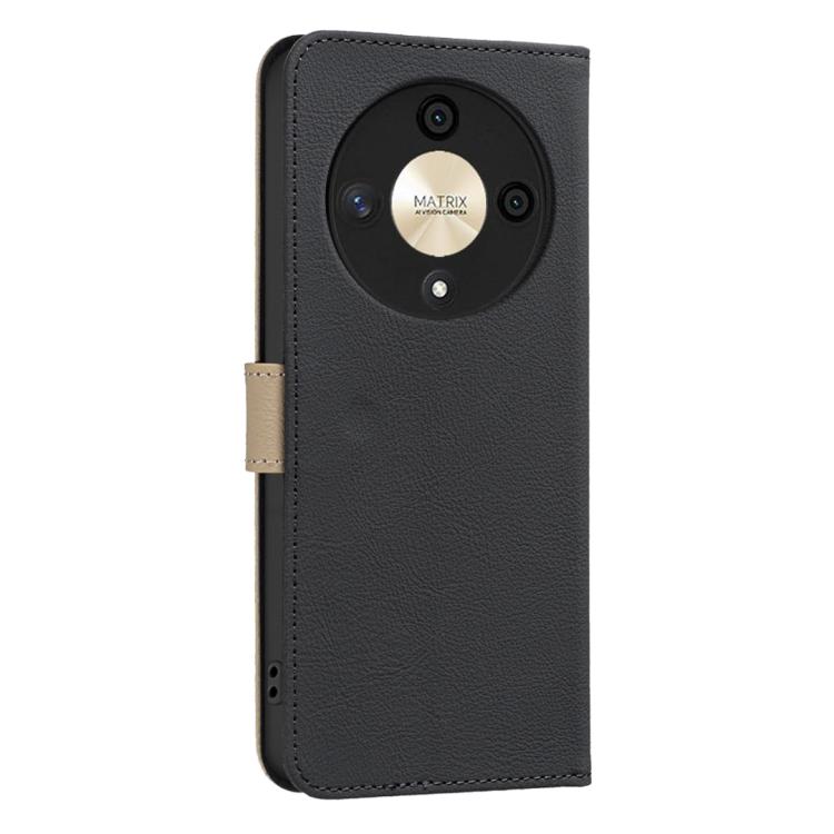 For Honor X9B / Magic6 Lite Splicing Color Hollow Flower Pattern RFID Leather Phone Case