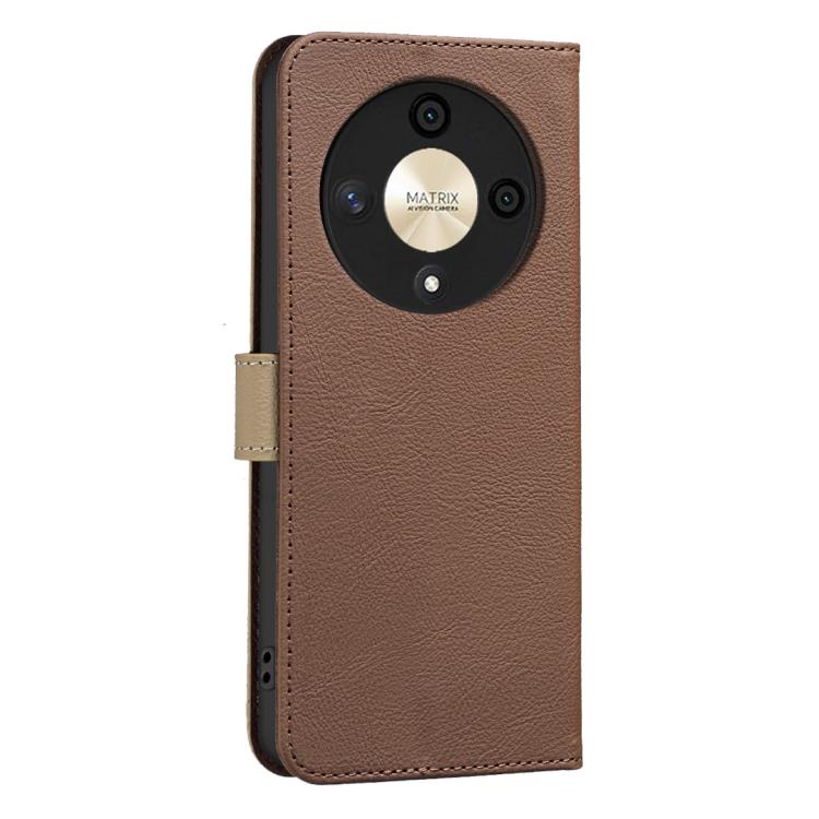 For Honor X9B / Magic6 Lite Splicing Color Hollow Flower Pattern RFID Leather Phone Case