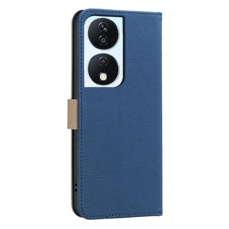 For Honor X7B Splicing Color Hollow Flower Pattern RFID Leather Phone Case