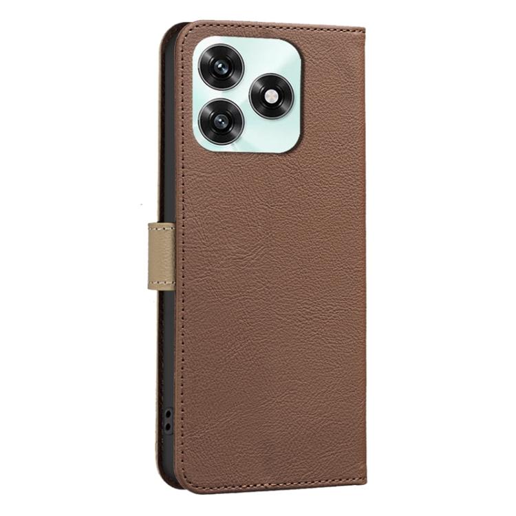For Honor X5c 4G / X5c Plus Splicing Color Hollow Flower Pattern RFID Leather Phone Case