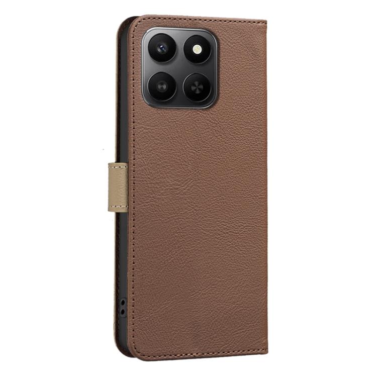 For Honor X7d 5G Splicing Color Hollow Flower Pattern RFID Leather Phone Case