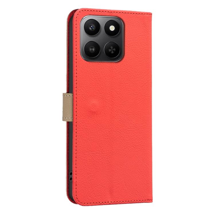 For Honor X7d 5G Splicing Color Hollow Flower Pattern RFID Leather Phone Case