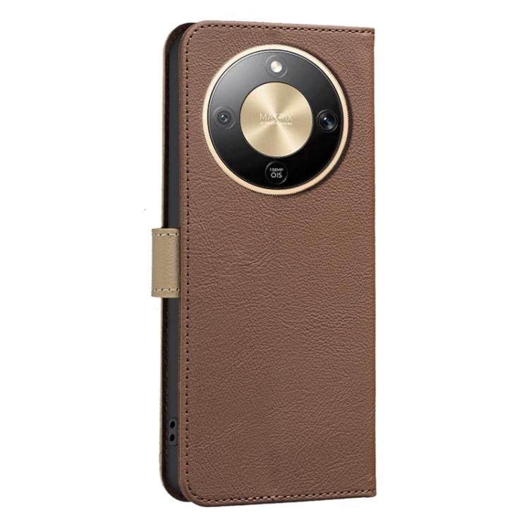 For Honor X9d 5G / X70 5G Splicing Color Hollow Flower Pattern RFID Leather Phone Case