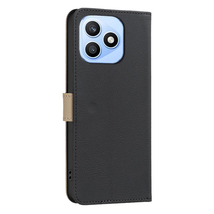 For Honor X8d 4G Splicing Color Hollow Flower Pattern RFID Leather Phone Case