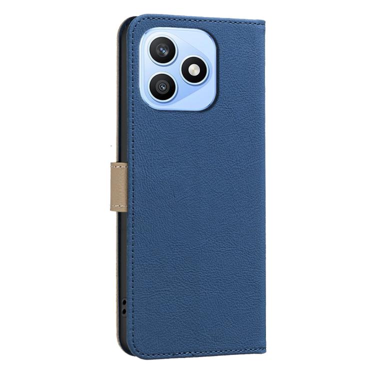 For Honor X8d 4G Splicing Color Hollow Flower Pattern RFID Leather Phone Case