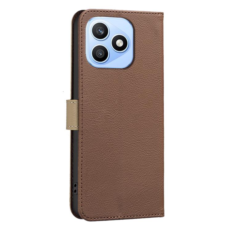 For Honor X8d 4G Splicing Color Hollow Flower Pattern RFID Leather Phone Case